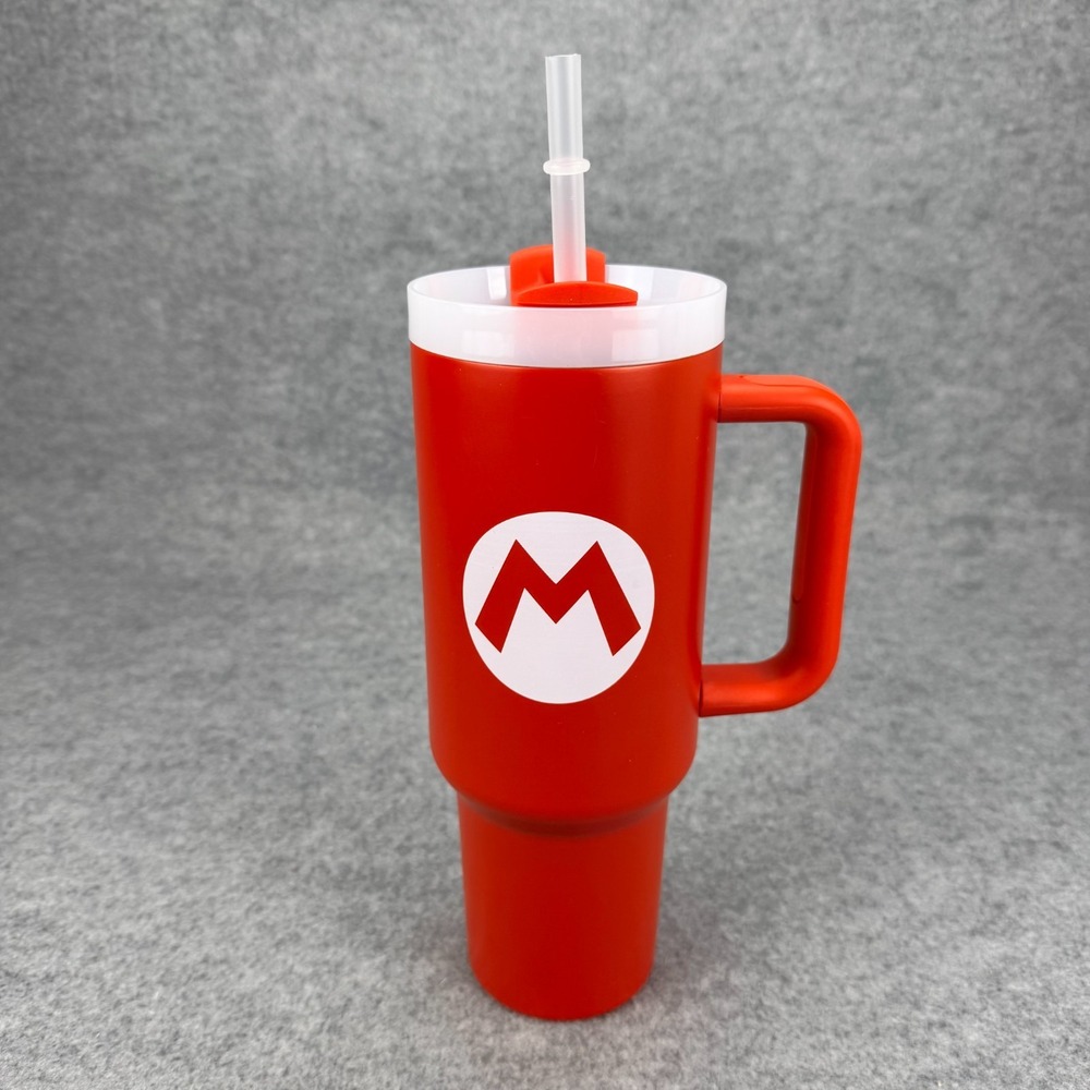 Super Mario Red 40 oz Tumbler Mug Straw Handle Nintendo Zak Designs 638211012279